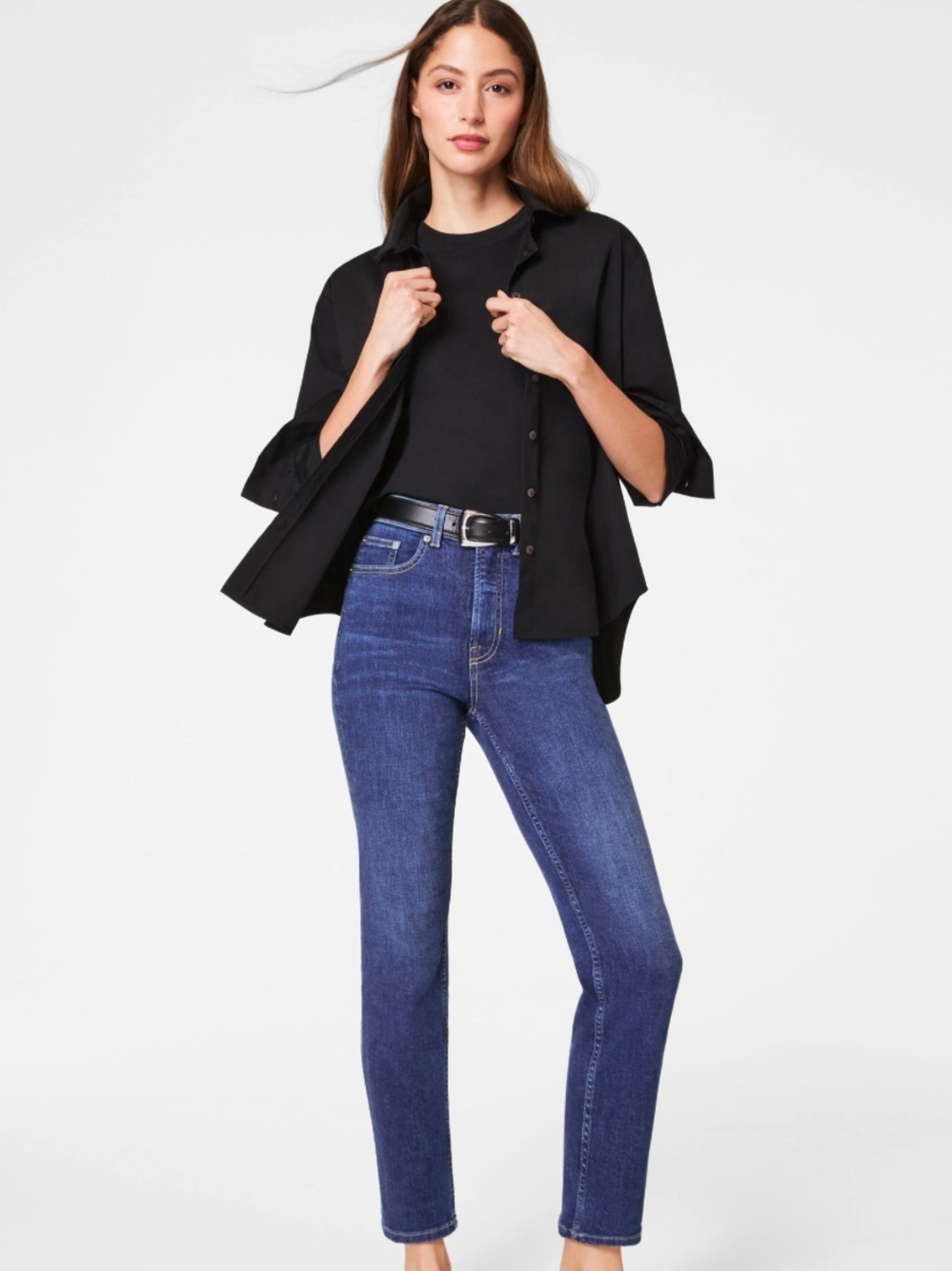 Spanx High Rise Slim Straight Ankle Jeans in Bennet Wash NWT Size 18
